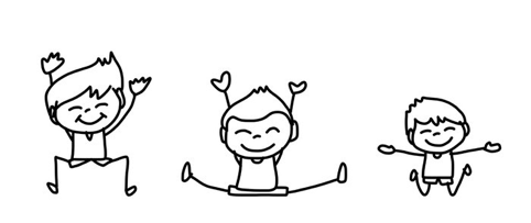 Hånd tegning tegneserie lykkelige børn Plakat